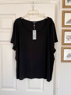 Eileen Fisher Scoop Neck Black Shirt Size 3X